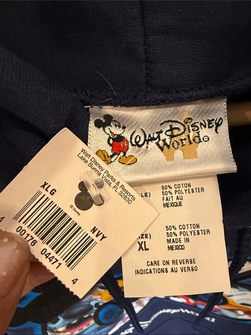 Deadstock Y2K 2006 Disney Navy Hoodie Sweatshirt Mickey & Friends XL - Picture 2 of 4